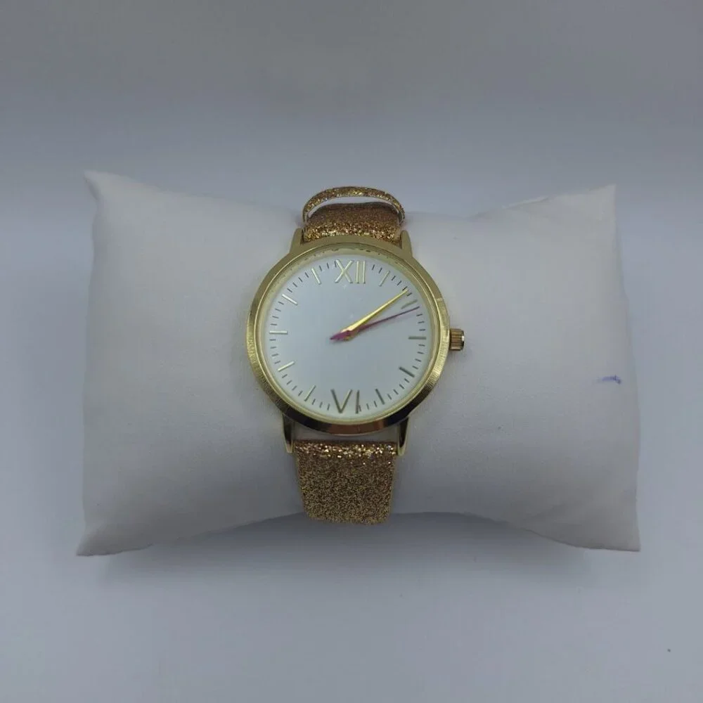 MSPCI Sparkly Gold Watch‎ Working Adjustable Classic Shiny Glitter Band